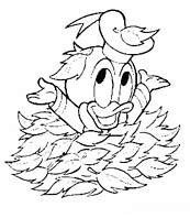coloriage bebe donald dans les feuilles